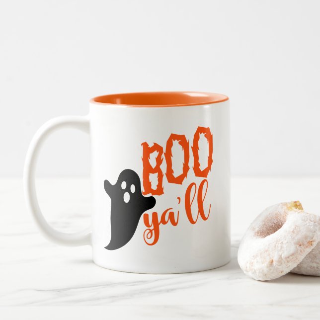 Em Dois Tons Caneca de Café Halloween Boo (Com Donut)