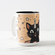 Caneca de Café Humor de Gatinho Preto Fofo