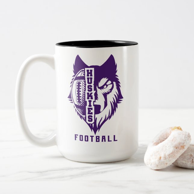 Em Dois Tons Caneca de café Huskies (Com Donut)