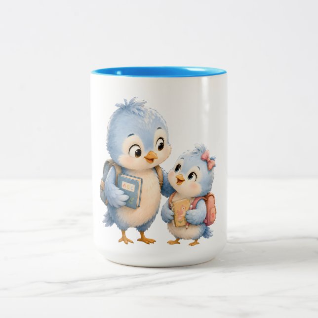 Em Dois Tons Caneca de Café Irmãos Pássaros Azuis (Centro)
