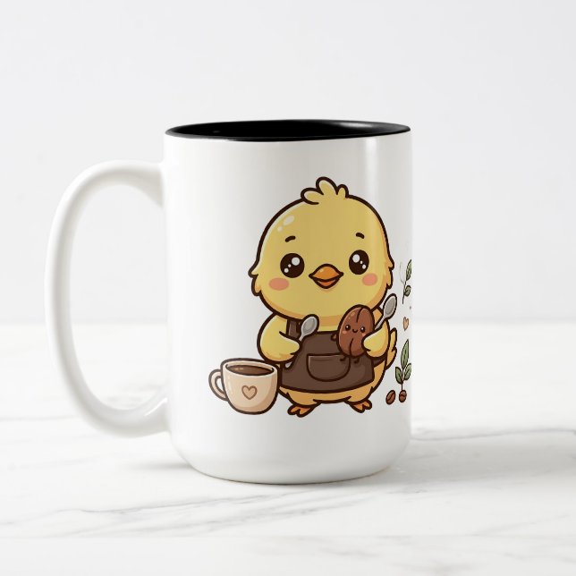 Em Dois Tons Caneca de Café Kawaii Bean Spoon Tom Duplo (Esquerda)
