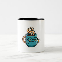 Caneca de Café Kawaii Fofa com Adesivo de Óculos d