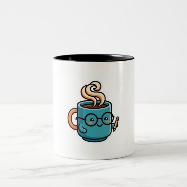 Em Dois Tons Caneca de Café Kawaii Fofa com Adesivo de Óculos d (Centro)