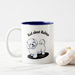 Em Dois Tons Caneca de Café KiniArt Maltese Girl Two-Tone