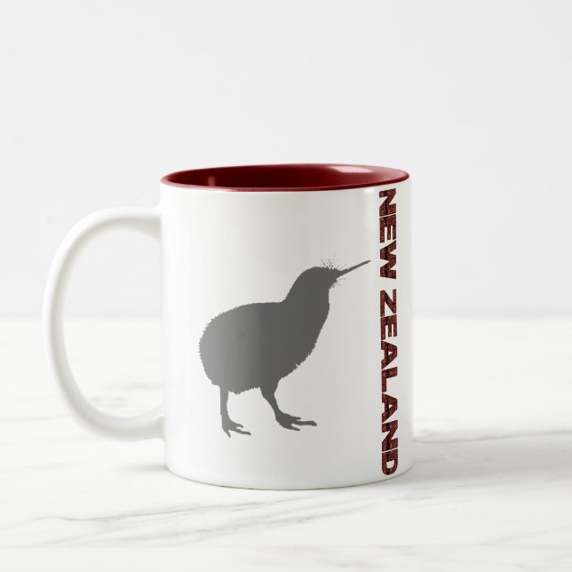 Em Dois Tons Caneca de Café Kiwi Vermelho New Zealand (Esquerda)