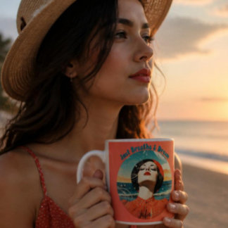 Em Dois Tons Caneca de café laranja Retro Apenas Respire & Sonh