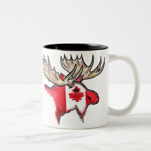 Em Dois Tons Caneca de café local da bandeira dos alces