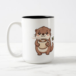 Em Dois Tons Caneca de Café Lontra Kawaii Fofa