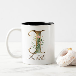 Em Dois Tons Caneca de Café Luxuosa de Duas Cores com Floral e