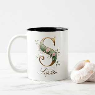 Em Dois Tons Caneca de Café Luxuosa de Duas Cores com Inicial F