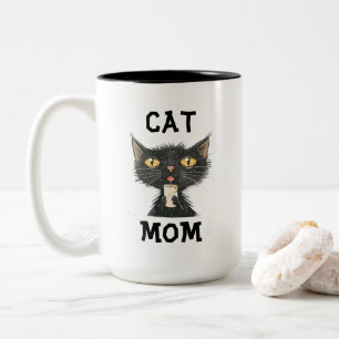 Em Dois Tons Caneca de Café Mãe de Gato