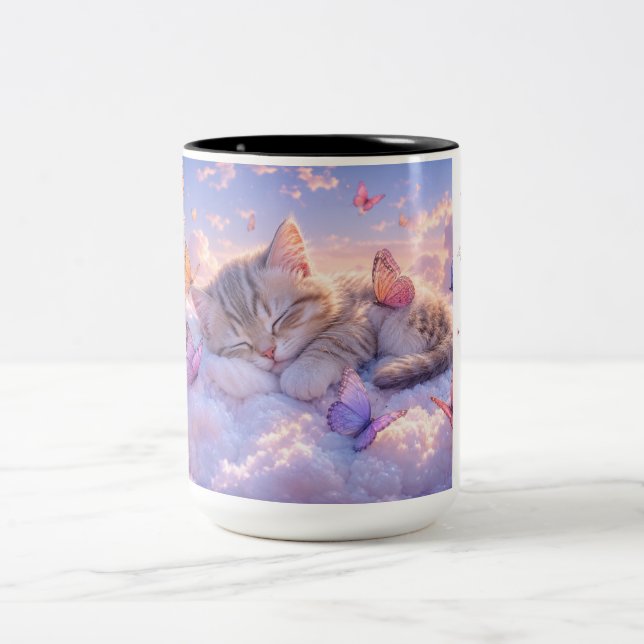 Em Dois Tons Caneca de Café Mãe de Gato Fofa (Centro)