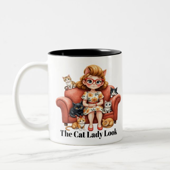 Em Dois Tons Caneca de Café Mãe Gata Engraçada (Esquerda)