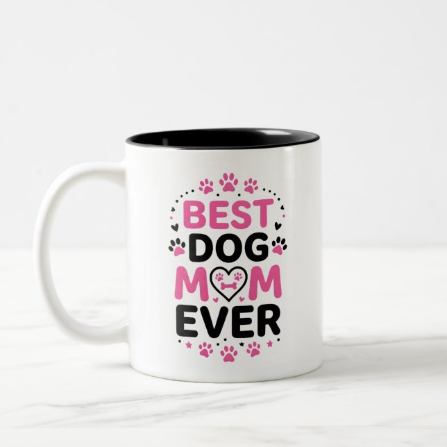 Em Dois Tons Caneca de Café Melhor Mãe de Cachorro do Mundo (Esquerda)