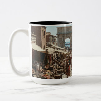 Em Dois Tons Caneca de Café Mercado da Cidade Antiga Romana & P