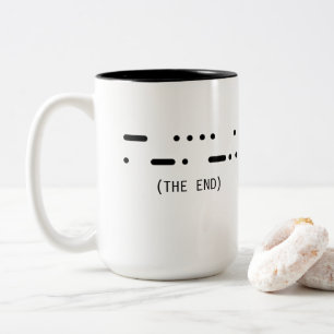 Em Dois Tons Caneca de Café Minimalista Código Morse Fim