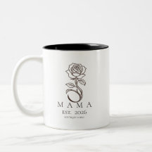 Caneca de Café Minimalista Rosa MAMA Personalizada