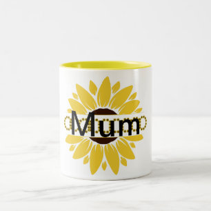 Em Dois Tons Caneca de Café Moderna com Girassóis para o Dia da