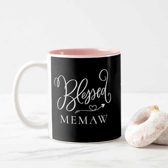 Em Dois Tons Caneca de café Moderna Memaw Abençoada (Com Donut)