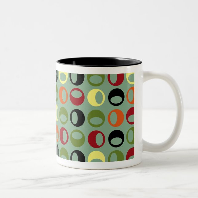 Em Dois Tons Caneca de café moderna retro legal das esferas (Direita)