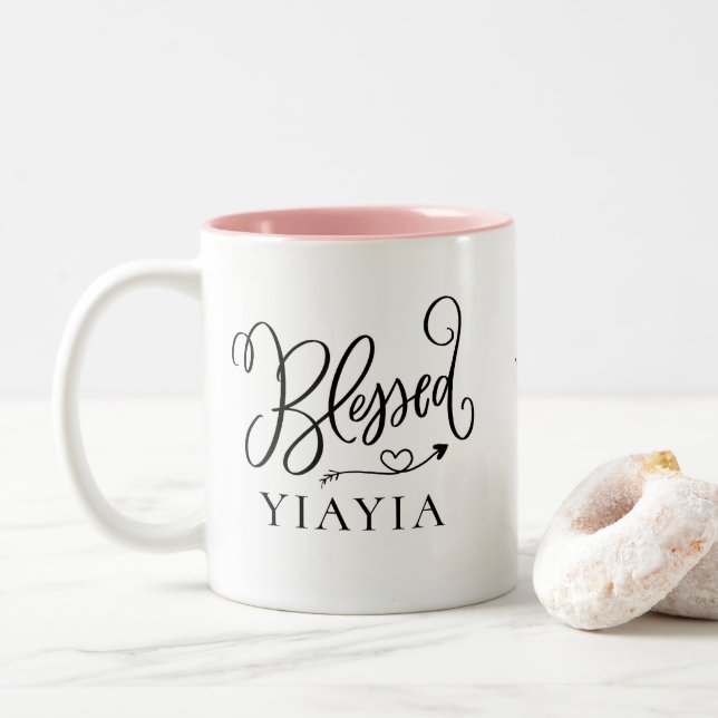 Em Dois Tons Caneca de Café Moderna Yiayia Abencoada (Com Donut)