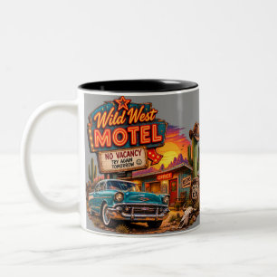 Em Dois Tons Caneca de Café Motel Wild West Vintage Rota 66