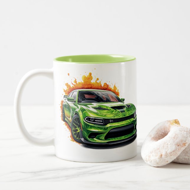 Em Dois Tons Caneca de Café Muscle Car (Com Donut)