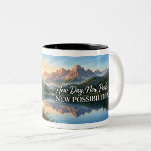 Em Dois Tons Caneca de Café Novo Dia Novos Picos