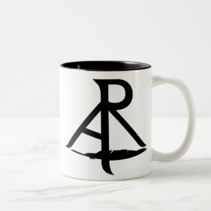 Em Dois Tons Caneca de café oblíqua do logotipo do autor