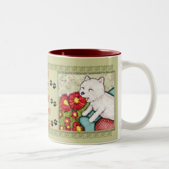 Em Dois Tons Caneca de café ocidental da mamã do cão de Terrier (Direita)