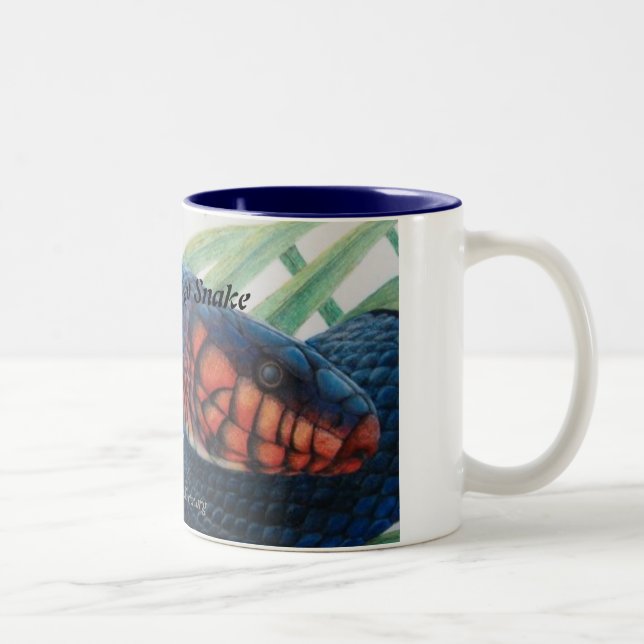 Em Dois Tons Caneca de café oriental do índigo (Direita)