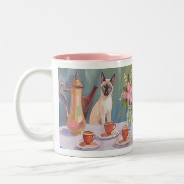 Em Dois Tons Caneca de Café ou Chá de Gato Siames (Esquerda)