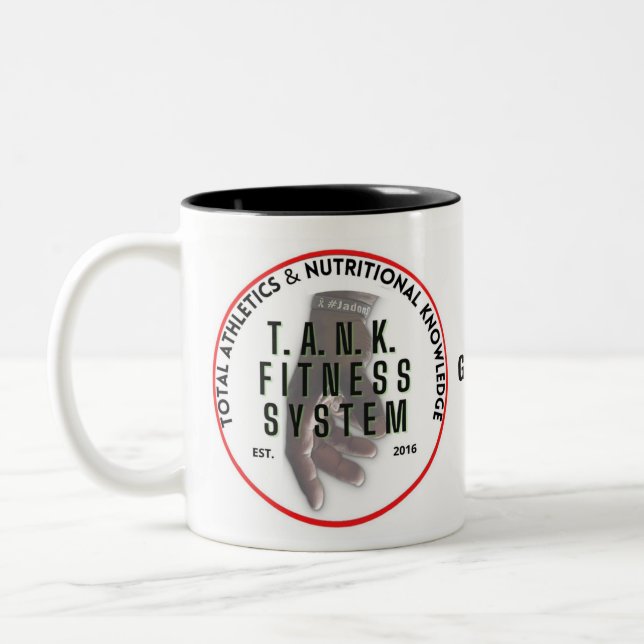 Em Dois Tons Caneca de café ou chá preto e branco TFS  (Esquerda)