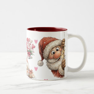 Em Dois Tons Caneca de café Papai Noel fofo Natal feliz