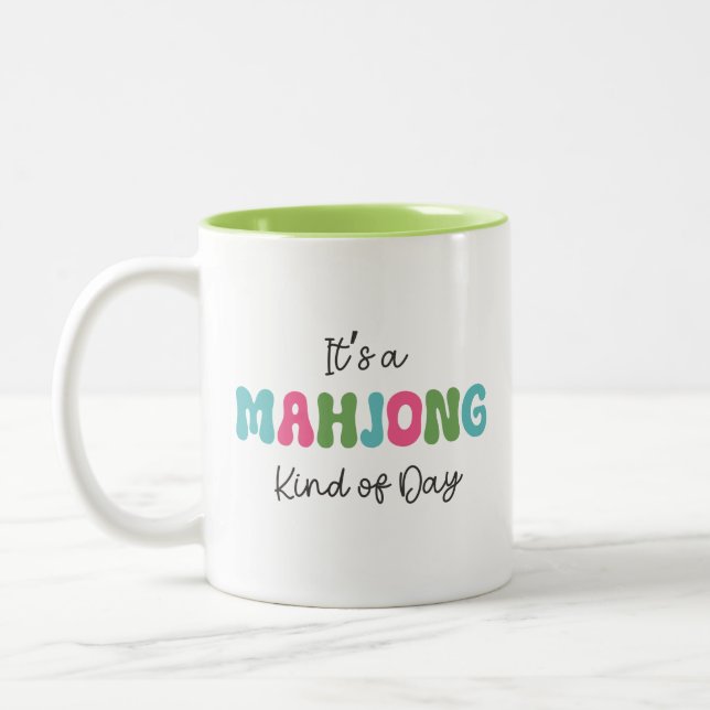 Em Dois Tons Caneca de Café para Amantes de Mahjong (Esquerda)