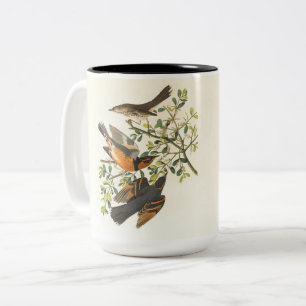 Em Dois Tons Caneca de Café Pássaro & Flor Silvestre Vintage