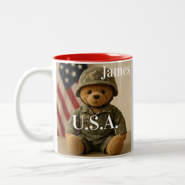 Em Dois Tons Caneca de café patriótica Fu (Esquerda)