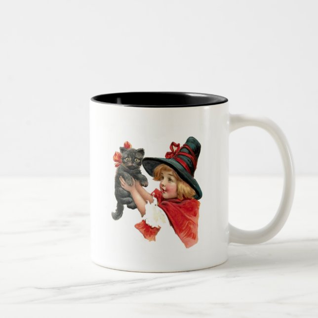 Em Dois Tons Caneca de café pequena doce da bruxa (Direita)