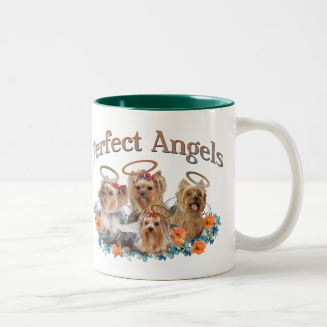 Em Dois Tons Caneca de café perfeita de 4 anjos de Yorkie (Direita)