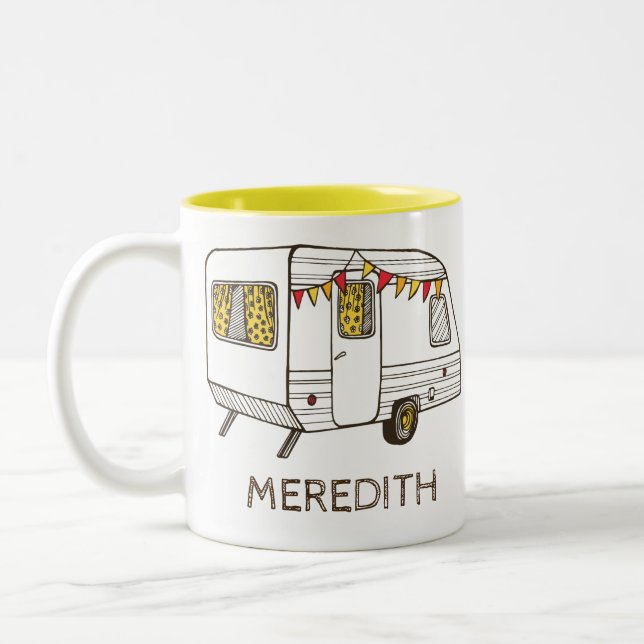 Em Dois Tons Caneca de café personalizada caravana do reboque (Esquerda)