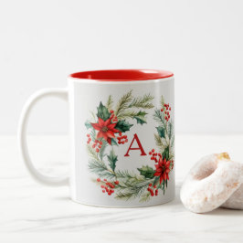 Em Dois Tons Caneca de café personalizada com coroa de Natal