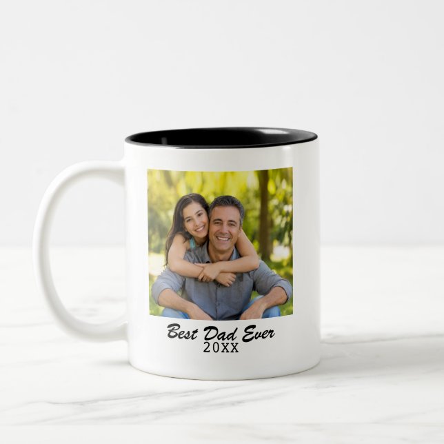 Em Dois Tons Caneca de Café Personalizada com Foto do Melhor Pa (Esquerda)