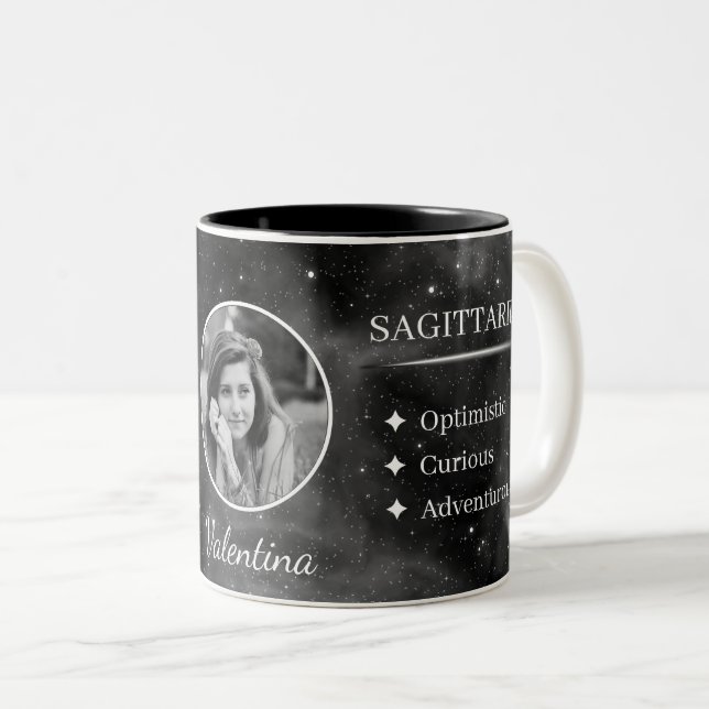 Em Dois Tons Caneca de Café Personalizada com Foto e Nome Sagit (Frente Esquerda)