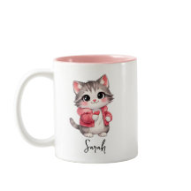 Caneca de Café Personalizada com Gatinho de Desenh