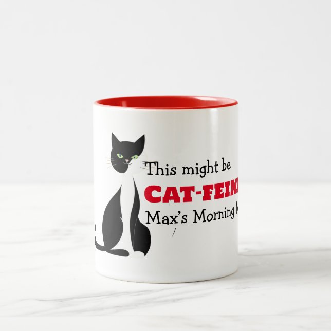 Em Dois Tons Caneca de Café Personalizada com Gato (Centro)