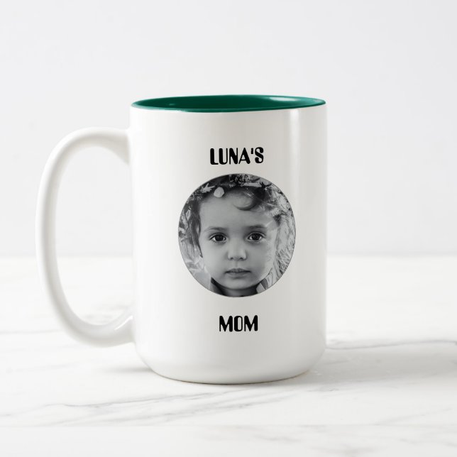 Em Dois Tons Caneca de Café Personalizada com Imagem e Nome (Esquerda)