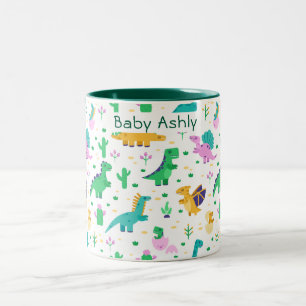 Em Dois Tons Caneca de café personalizada com nome de dinossaur