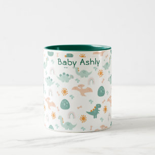 Em Dois Tons Caneca de café personalizada com nome de dinossaur