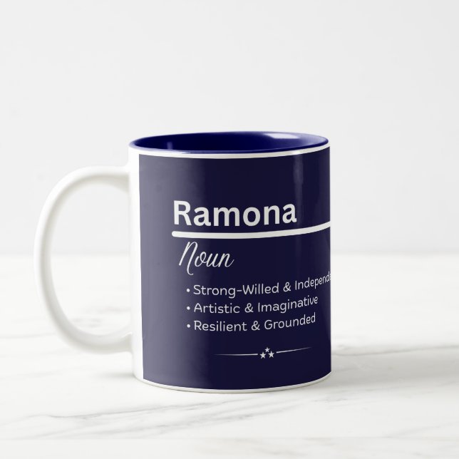 Em Dois Tons Caneca de Café Personalizada com o Nome Ramona (Esquerda)