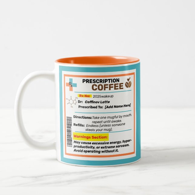 Em Dois Tons Caneca de Café Personalizada com Prescrição Engraç (Esquerda)